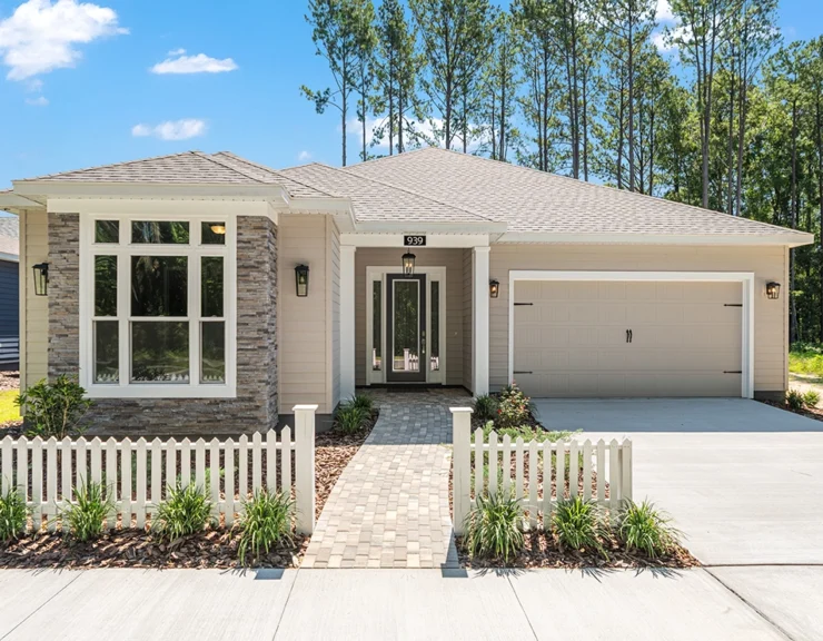 Front exterior of new home in Fairway Pointe at West End